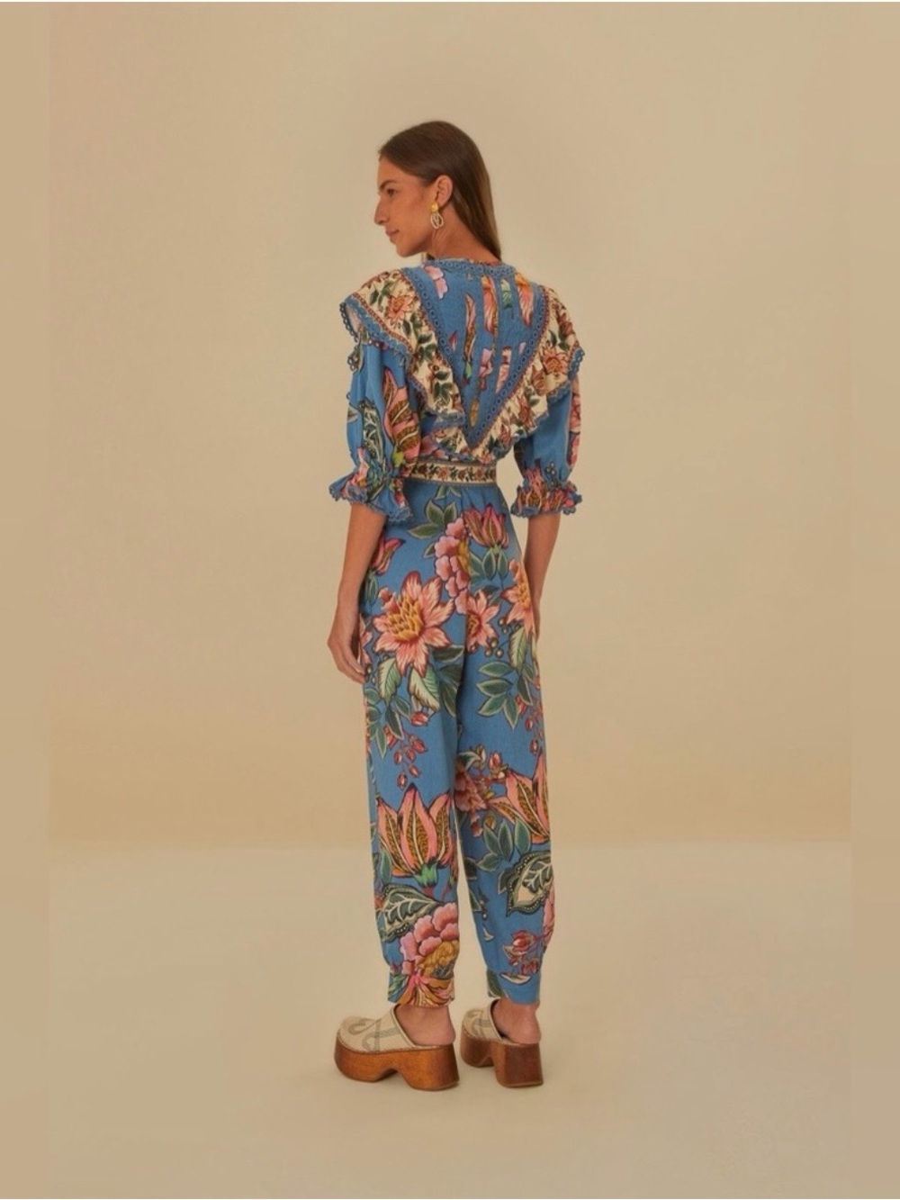 FARM Rio Wonderful Bouquet Blue Jumpsuit - Picture 2 of 4